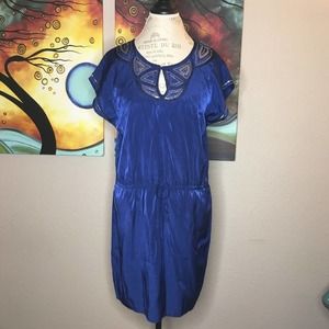 CV by Cynthia Vincent Keyhole Dress In Blue Women's Size Medium